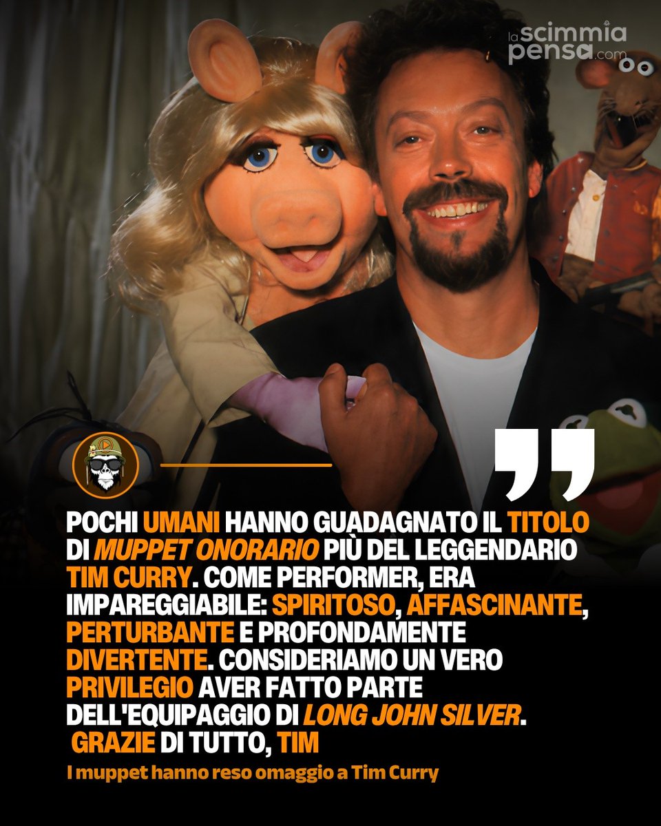 pixitnings3's tweet photo. Few have earned the title of Honorary Muppet more than the legendary Tim Curry. As a performer, he was unmatched: witty, charming, unsettling, and deeply funny. We were truly privileged to have him as Long John Silver. Thank you for everything, Tim. https://t.co/ujBJeiwWYd