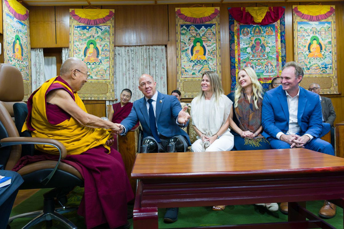 CTA_TibetdotNet's tweet photo. His Holiness the 14th Dalai Lama met with a bipartisan delegation from the United States Congress, led by Representative Brian Mast, Chairman of the House Foreign Affairs Committee, at His residence in Dharamshala on 30 September 2026.

The delegation included Representatives Brian Mast (R–Florida), James Gallagher (R–California), Jimmy Patronis (R–Florida), Haley Stevens (D–Michigan), and Shri Thanedar (D–Michigan). 

They were accompanied by Sikyong Penpa Tsering and Representative Jigme Tsering of the New Delhi-based Office of His Holiness the Dalai Lama.

Photo Courtesy: Tenzin Choejor | Office of His Holiness the Dalai Lama