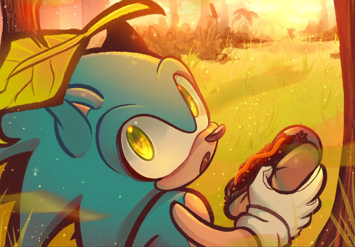 theirlsurge's tweet photo. “Heyy! Sonic!!”

Chilidog!!!
#sonic 
#sonicthehedgehog
#sonicfanart #tailsthefox https://t.co/I66wZIET32