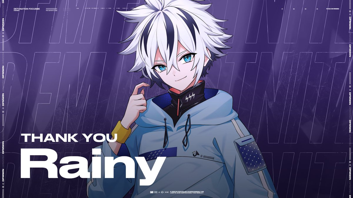 team_detonation's tweet photo. #DFM_Fortnite｜Rainy選手との契約満了のお知らせ

この度、Fortnite部門 Rainy選手との契約が満了いたしましたのでご報告いたします。

2022年のチーム加入以来、着実に成長を遂げ、2026年には年間2度の世界大会出場を果たすなど、チームに多大な貢献をしてくれました。

これまでの貢献に心から感謝するとともに、Rainy選手のさらなる飛躍を心よりお祈り申し上げます。

https://t.co/xdVdNCIXrM