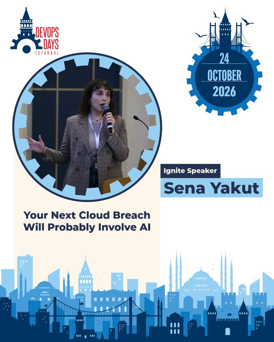 devopsdaysist's tweet photo. ⚡ Sena Yakut, Senior Security Engineer at @Trendyol , steps up for our DevOpsDays Istanbul 2026 Ignite sessions! 🚀

🤖 What happens when the biggest risk to your cloud isn't an external attack, but an AI doing exactly what it was authorized to do?

🔐 In “Your Next Cloud Breach Will Probably Involve AI,” Sena highlights how AI is quietly redefining the modern cloud attack surface.

💥 What is an Ignite Talk?
20 slides auto-changing every 15 seconds with no breaks. 5 minutes of high-speed, high-impact insight!

 🎟️ First time experiencing Ignite? Better late than never! 
Get your ticket:  https://t.co/DLBg9ZQFdR 
📅 October 24, 2026
📍 Dedeman Bostancı Hotel

#DevOps #DevOpsDays #DevOpsDaysIst2026 #IgniteTalk #Trendyol #CloudSecurity