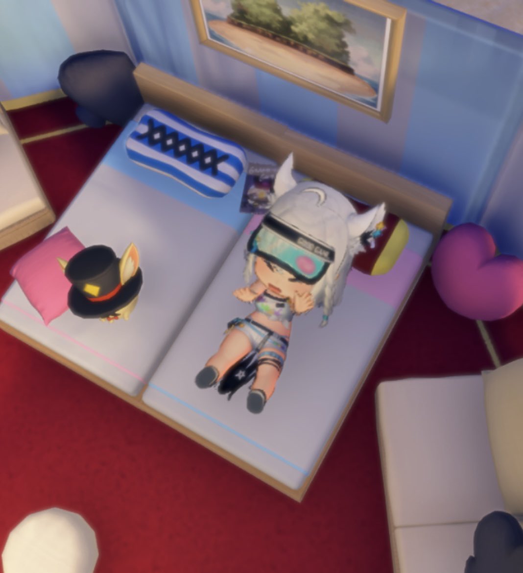 8Suratan_Devil's tweet photo. ぽぽぽハッピーキャンプ🏕に
ベッドがあったからフブちゃん
ダイブさせたら最高に可愛い過ぎた🌽🥰
 #ホロドリ   #すこん部 https://t.co/ea9AtaIyt2