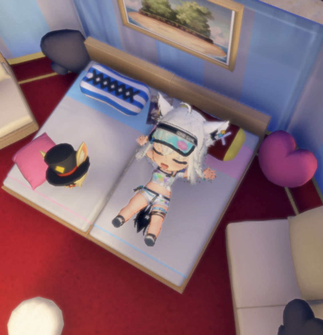 8Suratan_Devil's tweet photo. ぽぽぽハッピーキャンプ🏕に
ベッドがあったからフブちゃん
ダイブさせたら最高に可愛い過ぎた🌽🥰
 #ホロドリ   #すこん部 https://t.co/ea9AtaIyt2
