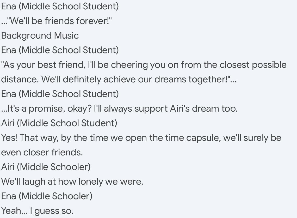 KAMlSHlROS's tweet photo. the story was really sweet though it was mostly just airi and ena best friend hype moments &amp; them making a new time capsule on top of the old one they made before they started high school https://t.co/msijlI1Kbk