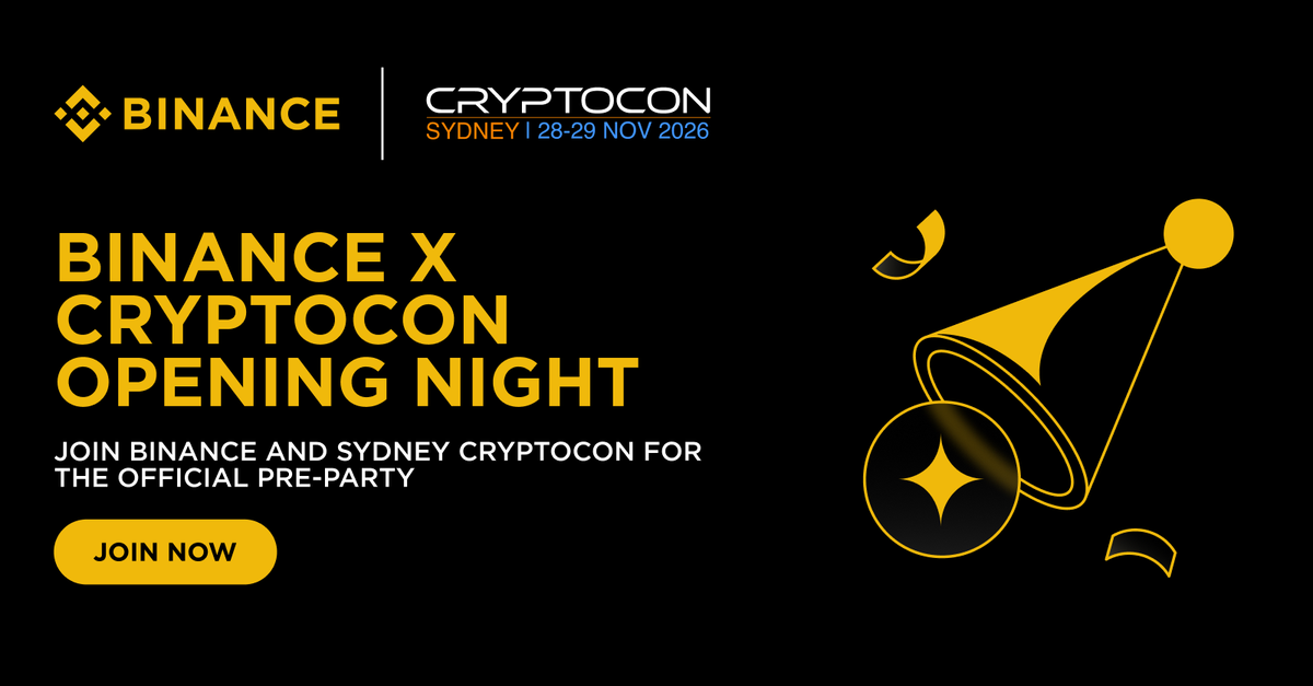 Binance_AUS's tweet photo. The biggest weekend in Australian crypto just got its opening night 🔥 Official Binance x @CryptoConANZ Pre-Party

📅 Fri 27 Nov 2026
⏰ 6-9 PM
📍 Sydney
🎟️ Waitlist open - limited spots

The night before the big weekend kicks off. Get on it:
https://t.co/mtSRXlFuYv https://t.co/BE7SbHe2ES