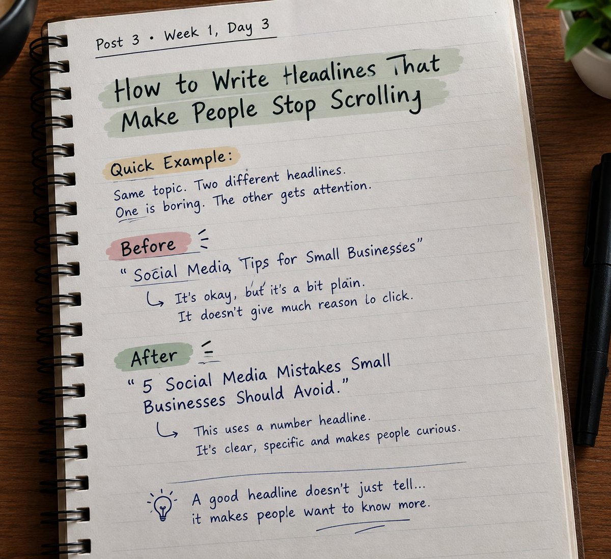 sirreignz's tweet photo. Your headline is what gets people to pause. Try:

Number: 5 Content Mistakes to Avoid
How-To: How to Write Better Captions
Question: Are You Making These Mistakes?
Warning: Stop Doing This on Social Media
Result: One Change That Boosted Engagement

Which one would you try first? https://t.co/vInUdSnwR5