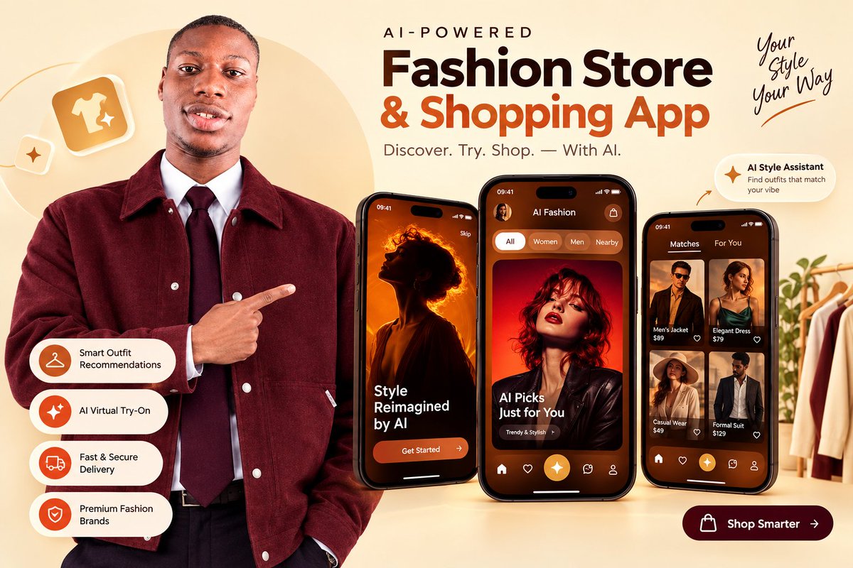 donecraft225's tweet photo. Turning fashion into an AI-powered experience. 🧠✨

From personalized recommendations to virtual try-ons and seamless shopping the future of fashion is here. 🚀

Building smarter. Designing better. #AIFashion #FashionTech #UIDesign #AppDesign #AI #eCommerce #WebDesign #UXUI https://t.co/UKKobl8TdR