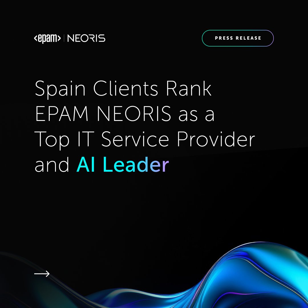 EPAMSystems's tweet photo. Our clients in Spain have ranked EPAM NEORIS as a leader in #AI and top IT service provider in Whitelane Research’s 2026 Spain #ITSourcing Study. Learn more: https://t.co/1IE1cUIGUF

#WhitelaneResearch #SpainIT #AILeaders @epamneoris_eng https://t.co/XQBfi1TUcP