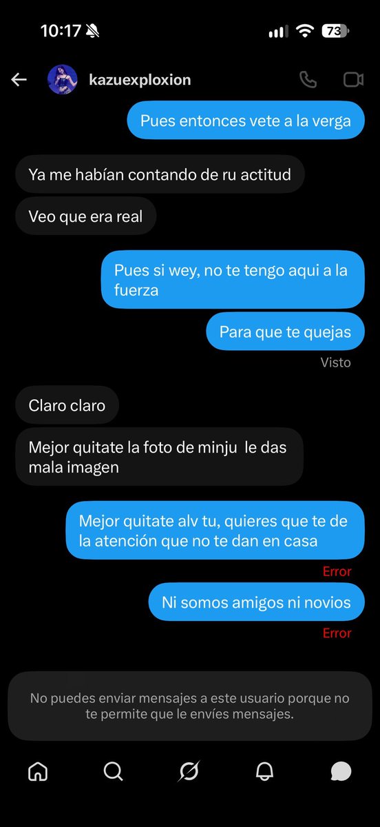eunhastatic's tweet photo. Tienes pareja en Telegram y jodes a mi novi@ aca y de paso subis un chat con ella para hacerla quedar mal, y claramente eres tú la fastidiosa sarnosa. Cuando únicamente te dijo si hablas no borres cuenta y tu de ofendida, quien hablo en primer lugar fuiste tú @CupcakePink_Ru https://t.co/QHPyc1qs8l