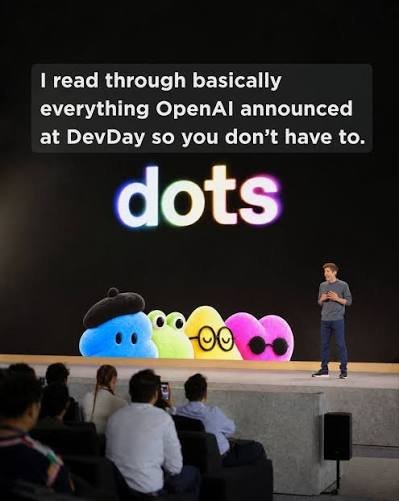certified_coder's tweet photo. OpenAI just showed us what the next generation of software might look like.

And the biggest announcement wasn't a model.

I went through the DevDay launches and there's a pattern hiding underneath them:

AI is moving from something you talk to → something you delegate work to.

Here's what OpenAI actually launched 🧵

1. Dots

Always-on agents that can keep working toward goals.

The shift:

Chatbot → Agent → Persistent worker.

2. GPT-6.1 Sol

A new model optimized for agentic coding, computer use and professional work.

OpenAI says it delivers near-Astra intelligence at 1/5 of Astra's standard token prices.

Cheaper intelligence = agents can think, retry and work longer.

3. Ultrafast

Up to 6× faster API generation and up to 300 tokens/sec in Codex.

When AI is actually doing work, latency becomes part of the product.

4. Computer Use

Agents can operate software, not just call APIs.

Browsers.

Dashboards.

Internal tools.

Legacy software.

This is a huge difference.

5. Codex Cloud

Coding agents can work remotely while your computer is off.

Codex is becoming less like autocomplete and more like a remote engineering team.

6. Codex Security

Scan repositories, investigate vulnerabilities and prepare fixes.

Again:

Detection → execution.

7. Decisions API

Give the model a finite set of possible actions and let it make the decision.

AI becomes part of the control system, not just the chat interface.

8. MCP Events

Software events can trigger AI workflows.

Something happens → agent notices → agent acts.

That's how agents become asynchronous.

9. Plugins

Developers can build interactive experiences directly inside ChatGPT.

ChatGPT is becoming a platform and distribution layer.

10. ChatGPT Space

People + agents working together around shared projects.

Then OpenAI added Pages, Slides, Teams, shared tasks, meetings and integrations with Slack/Teams.

They're building the workspace around the intelligence.

11. Sign in with ChatGPT

OpenAI is also becoming an identity/distribution layer for third-party AI products.

12. Enterprise Marketplace

OpenAI is building the ecosystem around the models.

Models → agents → tools → workspace → marketplace.

And that's where the real story appears.

OpenAI isn't just building a smarter chatbot.

They're building something closer to an operating system for AI-powered work.

The old workflow:

Human → software → result

The emerging workflow:

Human → goal → agent → tools → execution → result

That changes how we should build startups.

Don't ask:

“Where can I add AI?”

Ask:

“What entire workflow can I give AI responsibility for?”

That's exactly why I'm thinking differently about Clipra.

The interesting product isn't:

“AI generates motion graphics.”

It's:

Give Clipra a product → understand the brand → develop the creative direction → build the animation → render → inspect → repair → deliver.

The model is only one component.

The product is the agentic production loop.

DevDay made one thing much clearer to me:

We're moving from AI that generates to AI that executes.

And I think the startups built around that shift are going to look very different from today's AI wrappers.