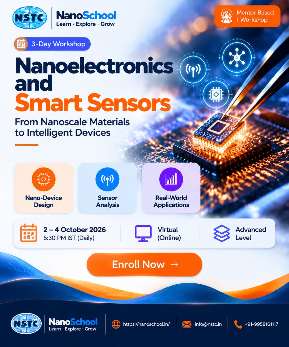 NSTC_2005's tweet photo. Upcoming NanoSchool Workshops | October 2026
Explore hands-on learning in

🧬 Nanopore Sequencing &amp; Genome Analysis
🧫 Single-Cell &amp; Spatial Multi-Omics
⚛️ Nanoelectronics &amp; Smart Sensors

🌐 https://t.co/W8IqaCBJQo
📧 info@nstc.in https://t.co/LBrNo6Kc1m