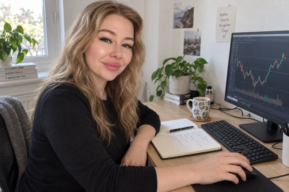 CryptoGirl0808's tweet photo. Since so many of you asked what I look like today, I thought I’d share a photo of myself getting ready to make big things happen. https://t.co/KagxgqYwpN