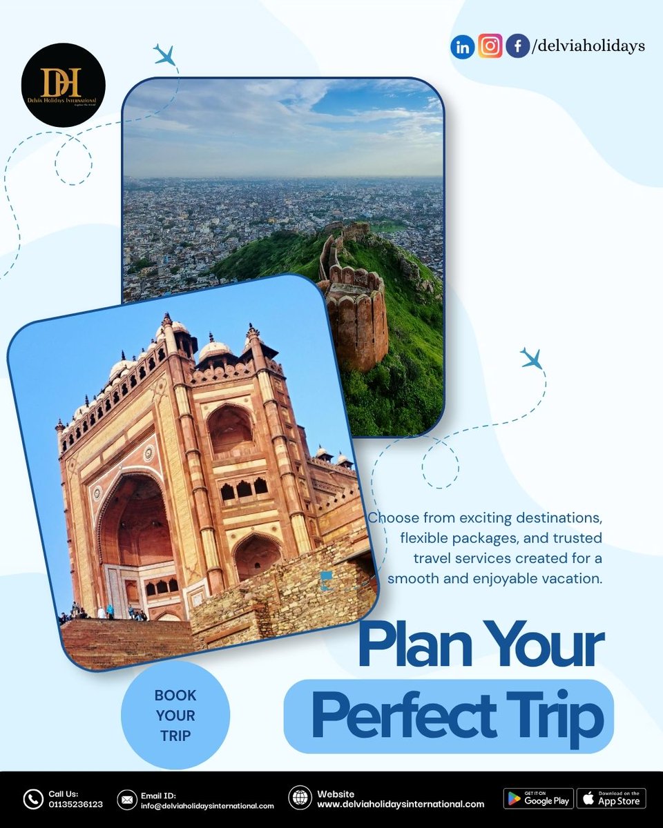 delviaholidays's tweet photo. Plan Your Perfect Trip with #DelviaHolidaysInternational!
Discover exciting #destinations, flexible holiday packages, and trusted travel services designed to make your journey smooth, memorable, and stress-free. 
📍 Explore 
🏨 Stay 
✈️ Travel  
🎒 Experience https://t.co/CSWxoSDCNF
