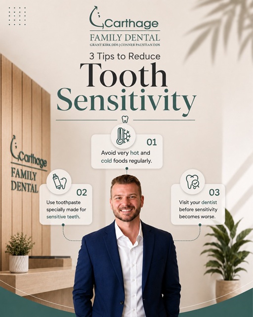 CarthageDental's tweet photo. Cold drink. Hot coffee. Sudden zing. 🥶☕🦷
If tooth sensitivity keeps catching you off guard, try 3 simple steps: use toothpaste made for sensitive teeth, avoid extreme temperatures, and keep up with regular dental visits.
📍 Carthage, MO
🌐 https://t.co/cZxY1QRhoW
#DentalTips https://t.co/kpDr0oHzEK