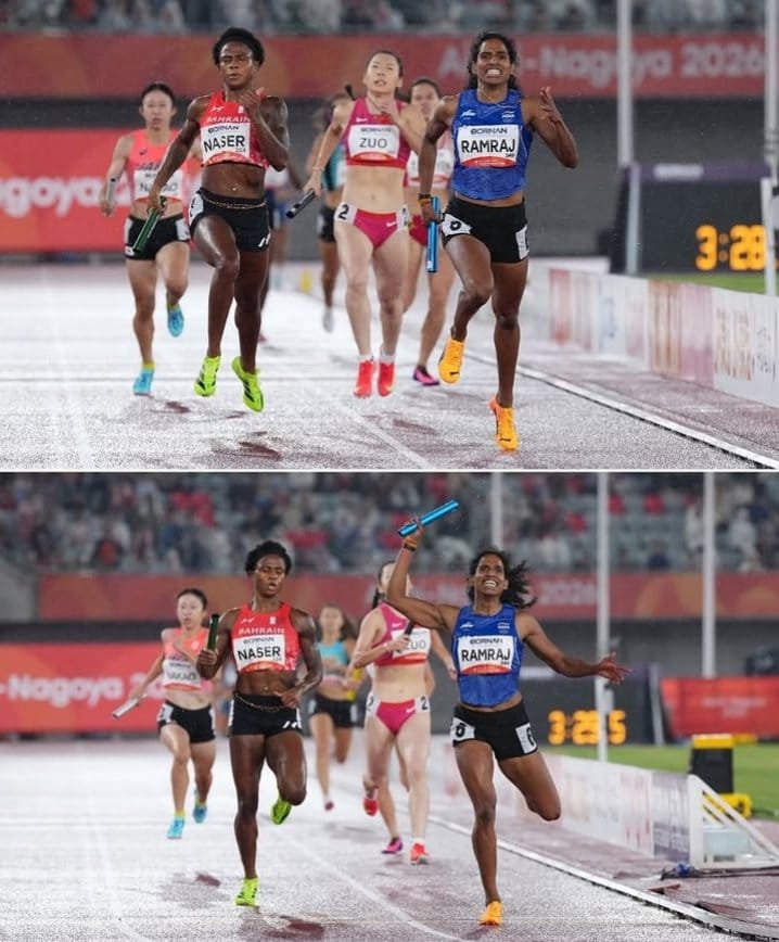 realsarathkumar's tweet photo. It is a matter of immense pride that Indian women athletes have scripted remarkable victories at the 2026 Asian Games in Aichi-Nagoya, Japan.

I would like to specially congratulate Vithya Ramraj, the talented athlete from Coimbatore, Tamil Nadu, who has created history by breaking the 42-year-old national record of the legendary P.T. Usha in the women’s 400m hurdles.  Clocking an outstanding 54.75 seconds, Vithya surpassed P.T. Usha’s long-standing record of 55.42 seconds, set at the 1984 Los Angeles Olympics.

Adding to this glory, Kiran, Machettira Poovamma, Prachi and Vithya Ramraj won the Gold Medal in the Women’s 4×400m Relay, finishing in 3:29.69.

My heartfelt congratulations to these exceptional women athletes who have made India and Tamil Nadu proud on the international stage. May their determination, dedication and sporting excellence inspire generations of young athletes and lead them to many more glorious victories.

Indian athletes have made the nation proud by securing 55 medals — 8 Gold, 21 Silver and 26 Bronze — at the 2026 Asian Games! 

My warmest congratulations to all our medal winners and every member of Team India for their outstanding achievements.

Congratulations, Champions! Bravo, Team India! 🇮🇳🥇🏆
Jai Hind! 🇮🇳

#Asiangames2026