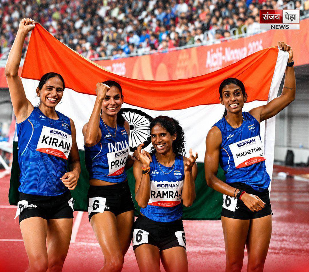 realsarathkumar's tweet photo. It is a matter of immense pride that Indian women athletes have scripted remarkable victories at the 2026 Asian Games in Aichi-Nagoya, Japan.

I would like to specially congratulate Vithya Ramraj, the talented athlete from Coimbatore, Tamil Nadu, who has created history by breaking the 42-year-old national record of the legendary P.T. Usha in the women’s 400m hurdles.  Clocking an outstanding 54.75 seconds, Vithya surpassed P.T. Usha’s long-standing record of 55.42 seconds, set at the 1984 Los Angeles Olympics.

Adding to this glory, Kiran, Machettira Poovamma, Prachi and Vithya Ramraj won the Gold Medal in the Women’s 4×400m Relay, finishing in 3:29.69.

My heartfelt congratulations to these exceptional women athletes who have made India and Tamil Nadu proud on the international stage. May their determination, dedication and sporting excellence inspire generations of young athletes and lead them to many more glorious victories.

Indian athletes have made the nation proud by securing 55 medals — 8 Gold, 21 Silver and 26 Bronze — at the 2026 Asian Games! 

My warmest congratulations to all our medal winners and every member of Team India for their outstanding achievements.

Congratulations, Champions! Bravo, Team India! 🇮🇳🥇🏆
Jai Hind! 🇮🇳

#Asiangames2026
