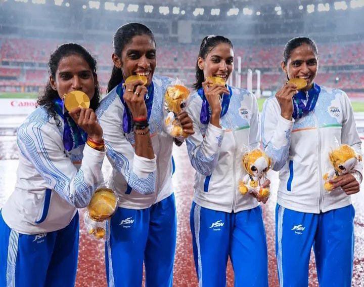 realsarathkumar's tweet photo. It is a matter of immense pride that Indian women athletes have scripted remarkable victories at the 2026 Asian Games in Aichi-Nagoya, Japan.

I would like to specially congratulate Vithya Ramraj, the talented athlete from Coimbatore, Tamil Nadu, who has created history by breaking the 42-year-old national record of the legendary P.T. Usha in the women’s 400m hurdles.  Clocking an outstanding 54.75 seconds, Vithya surpassed P.T. Usha’s long-standing record of 55.42 seconds, set at the 1984 Los Angeles Olympics.

Adding to this glory, Kiran, Machettira Poovamma, Prachi and Vithya Ramraj won the Gold Medal in the Women’s 4×400m Relay, finishing in 3:29.69.

My heartfelt congratulations to these exceptional women athletes who have made India and Tamil Nadu proud on the international stage. May their determination, dedication and sporting excellence inspire generations of young athletes and lead them to many more glorious victories.

Indian athletes have made the nation proud by securing 55 medals — 8 Gold, 21 Silver and 26 Bronze — at the 2026 Asian Games! 

My warmest congratulations to all our medal winners and every member of Team India for their outstanding achievements.

Congratulations, Champions! Bravo, Team India! 🇮🇳🥇🏆
Jai Hind! 🇮🇳

#Asiangames2026