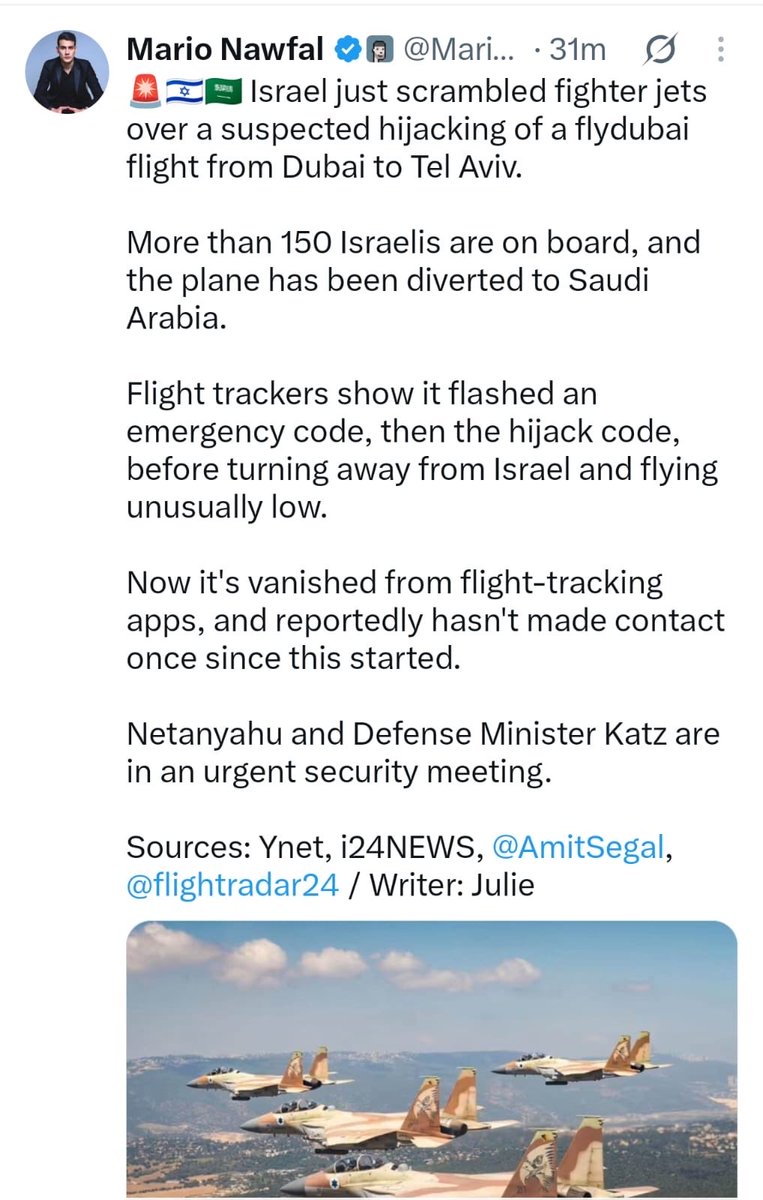 Iyervval's tweet photo. Situation averted. But imagine. The copilot stabbed the captain and wanted to crash the plane with almost 200 people on board. The situation was averted thanks to the passengers, crew supplementing the captain’s valiant resistance and quick thinking. https://t.co/NXaShhZ0Ei
