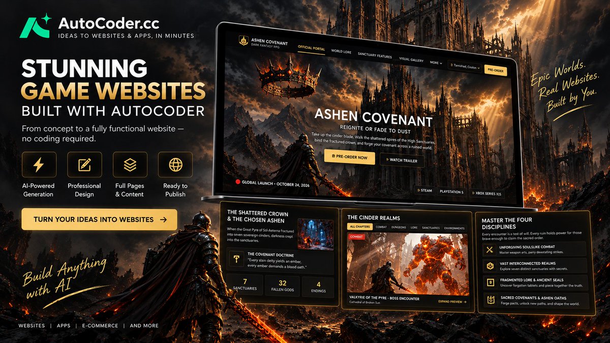 autocoder_cc's tweet photo. We built a game promo website with https://t.co/o2Jsd7elwD
Here’s how it turned out. 🎮

case:https://t.co/VJPtGVS4wS https://t.co/YaBBz8iHVE