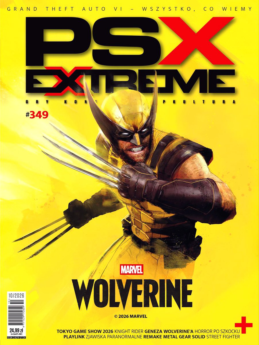 PixelPowerLine's tweet photo. The October 2026 issue of PSX Extreme — Poland's monthly console and gaming magazine 🎮 — features Marvel's Wolverine on the cover #349 📖 (116 pages).

#PSXExtreme #GamingMagazine #Poland #MarvelWolverine https://t.co/fBlGHcznxr