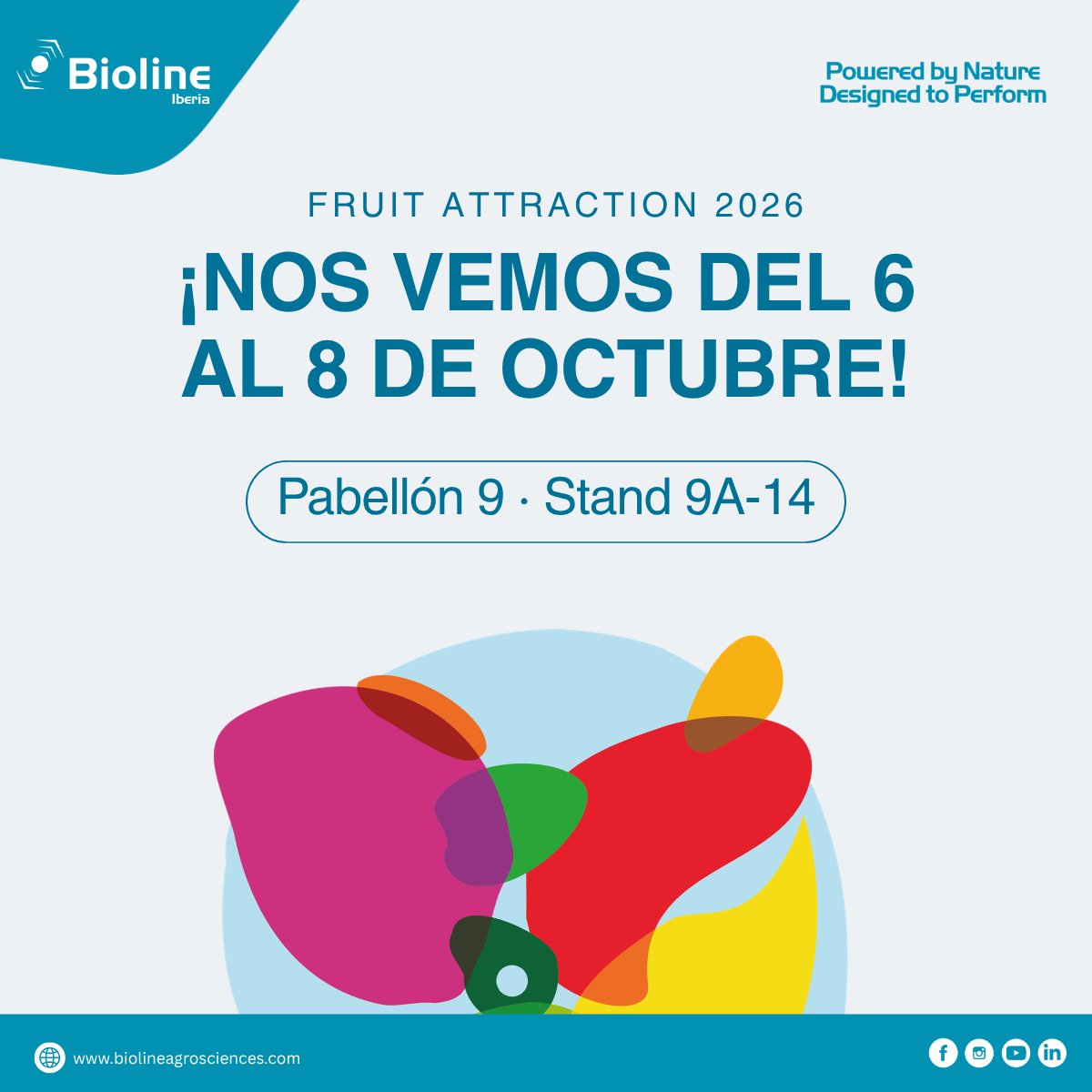 BiolineI's tweet photo. 🍅🌱 ¡Fruit Attraction nos espera! 🌱🍅
📍 Nos encontrarás en IFEMA Madrid | Pabellón 9 · Stand 9A-14.
#BiolineIberia #FruitAttraction #ControlBiológico #Biosoluciones #Agricultura #IFEMA #Madrid #PoweredByNature #DesignedtoPerform https://t.co/tMWBtymNrh