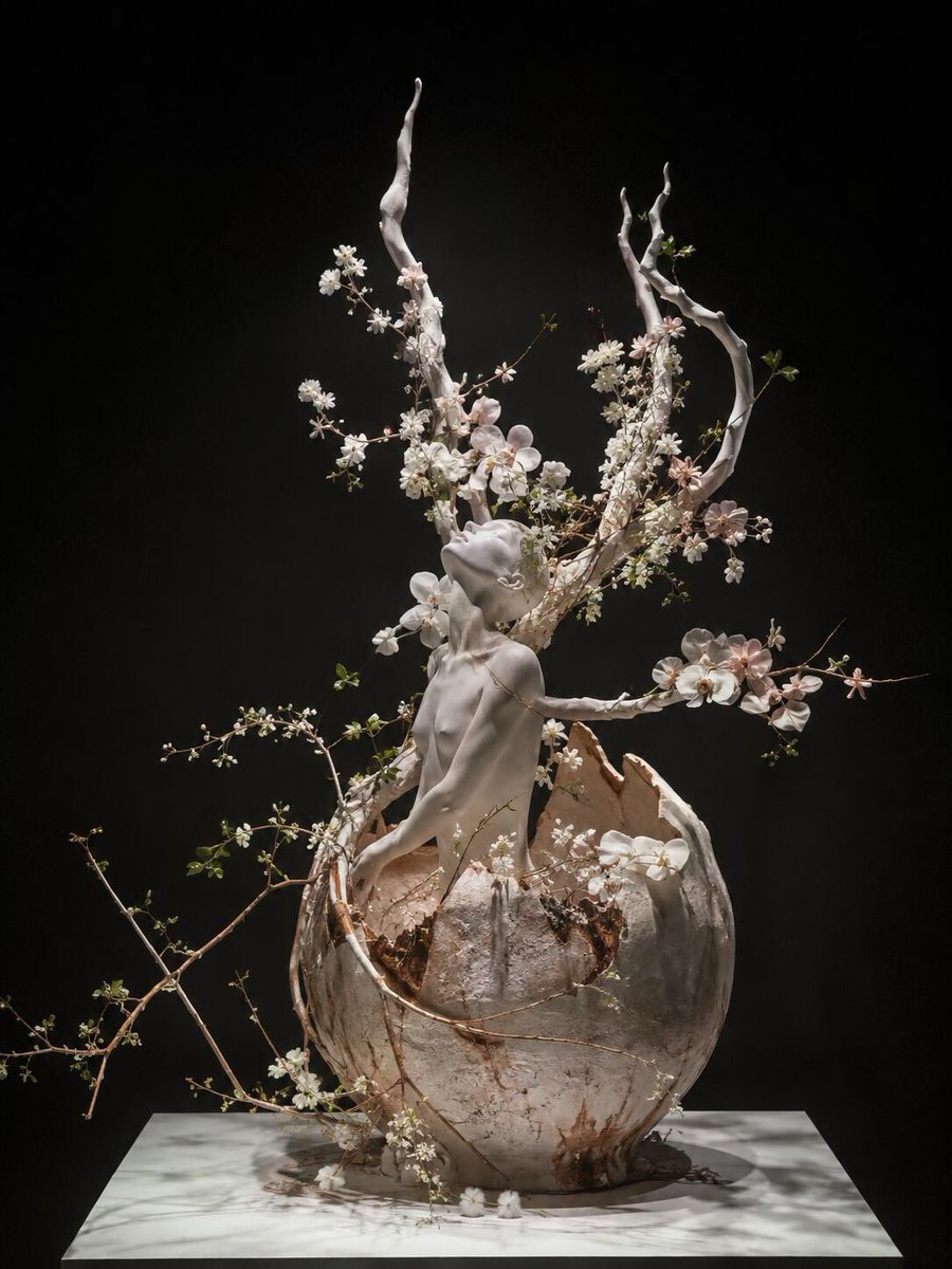 weidaowu's tweet photo. What boundaries will flowers cross once they leave the vase?#SculpturalFloristry #BotanicalArt https://t.co/B0jI9TS1Xu