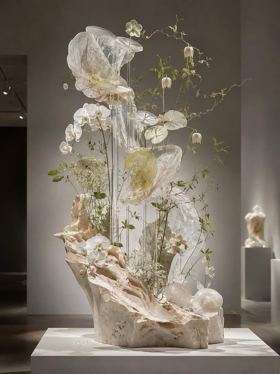 weidaowu's tweet photo. What boundaries will flowers cross once they leave the vase?#SculpturalFloristry #BotanicalArt https://t.co/B0jI9TS1Xu
