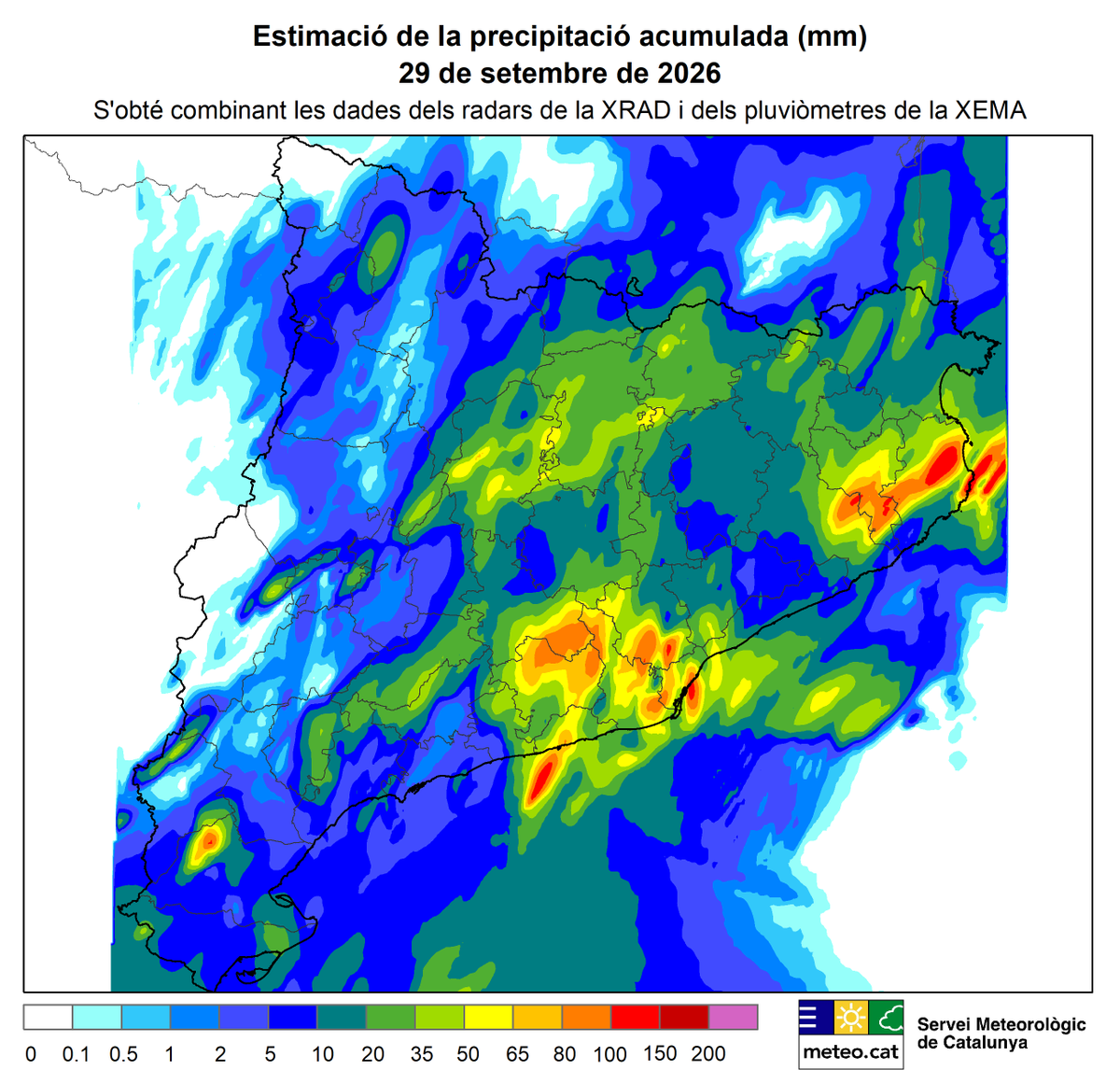 meteocat's tweet photo. ⛈️ Les tempestes d'ahir dimarts van descarregar aiguats de més de 100 mm de pluja en poques hores a punts de la serra de Collserola, el Gironès i el Baix Empordà. Destaquen:

130,2 mm a Cerdanyola del Vallès #VallèsOccidental
116,3 mm a Torroella de Montgrí #BaixEmpordà https://t.co/gUS5P6jqwd