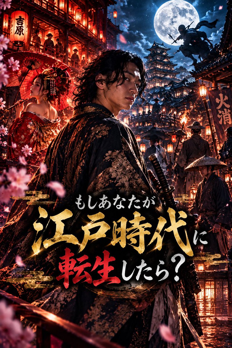 wolf_10wfit's tweet photo. 【もしあなたが江戸時代に転生したら？】

江戸時代に転生するあなた。
持っていけるのは「写真1枚」だけ。

人物だけでなく、写っている物や背景までAIが判定。

殿様、姫君、忍者、花魁、農民……全18役。
あなたは江戸で何になる？

プロンプト↓ https://t.co/DG6fIktsUC