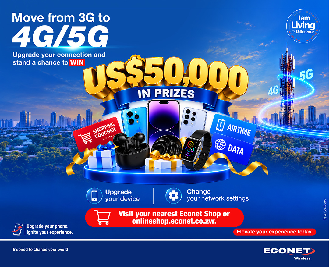 econetzimbabwe's tweet photo. US$50,000 in prizes is up for grabs. 🎁📱

Move from 3G to 4G/5G and enjoy a better connection on Zimbabwe's widest network.

Bring your old 3G SIM and swap to a 4G SIM today. Visit your nearest Econet Shop or https://t.co/5IBDkV9PBU.

Ts & Cs apply.

#MoveTo4G5G #Econet #ElevateYourExperience