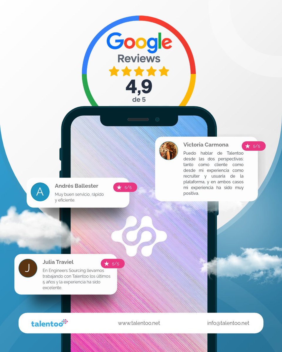 TalentooNet's tweet photo. ¡Tenemos el autoestima por las nubes! Y todo gracias a las decenas de reseñas de 5 ⭐ que estamos recibiendo últimamente.

Tanto #recruiters como #empresas están de acuerdo en que Talentoo es una herramienta de #selección increíble.

Regístrate en https://t.co/7kYoHfqBnz

#rrhh https://t.co/21KGdcfRbL
