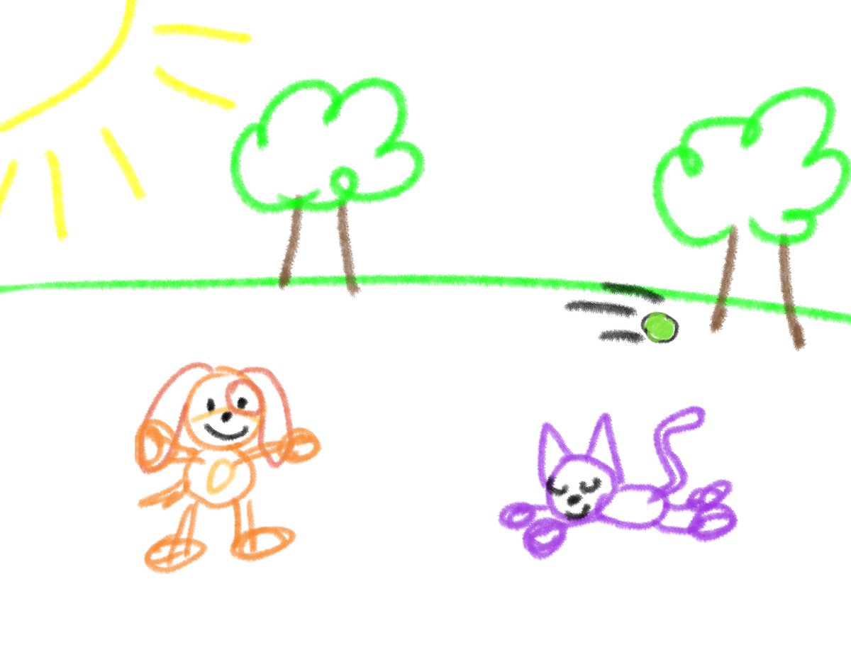 Major2xswitch's tweet photo. Art Therapy Dogday Entry 1

Craftycorn: Oh dear! Are you upset because Catnap was sleeping while you wanted to play catch?  

Dogday: What? Oh no. We actually had a ton of fun! *wags tail* We had such a great day today, I just had to share it with you! https://t.co/xGdgteuFCp