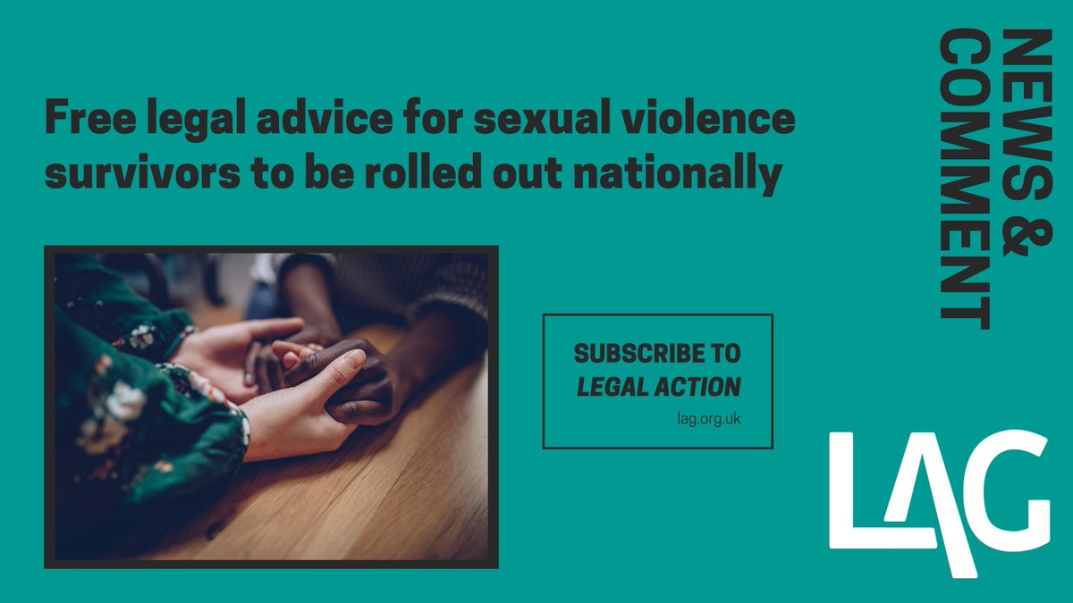 LegalActionGrp's tweet photo. ๐ฃ Thousands of victims and survivors of sexual violence will benefit from free, independent #LegalAdvice as a successful London pilot is rolled out nationally.
In this month's #NewsAndComment section, we discuss this and more: https://t.co/7Gqvxrr7Wy https://t.co/XkjjKyR4py