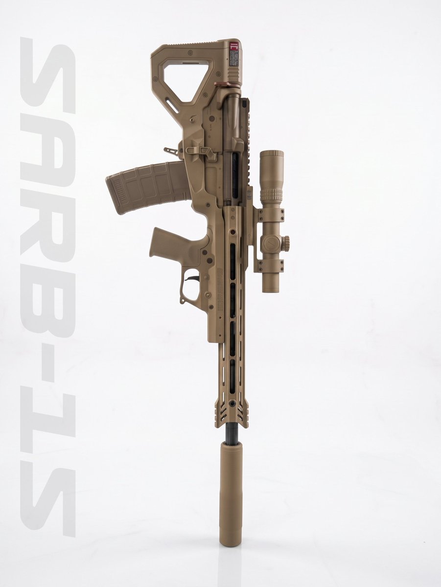 SRUGBB's tweet photo. Redefining maneuverability with the SARB15.

The beauty of this bullpup design isn't just its compact size—it's the incredible center of gravity. By moving the action behind the grip, we’ve created a perfectly balanced platform that sits tight against the shoulder.

Less front-end weight means quicker target acquisition, reduced shooter fatigue, and superior control in tight spaces. Short overall length, full-length ballistic performance, and perfect equilibrium. 

Experience the bullpup advantage.

#SARB15 #Bullpup #RiflePrecision #TacticalGear