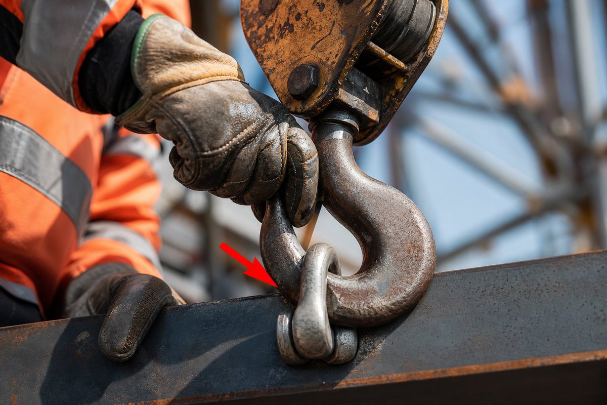 frogswiper's tweet photo. Watch your fingers. Pinch points are everywhere on a crane — hooks, blocks, sheaves, clamps. Most construction injuries are hand injuries. Keep hands clear of load transitions. Gloves on, eyes on.

#HandSafety #PinchPoints #ConstructionSafety #CraneOperator https://t.co/EdQwkjdJ3O