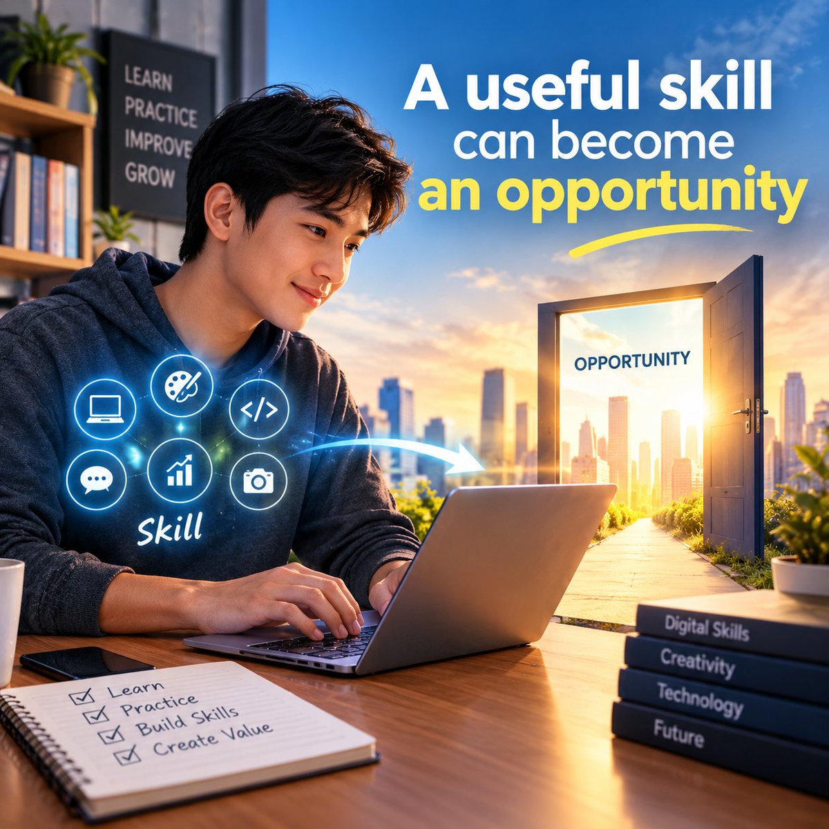 naracheers's tweet photo. Useful skills can become powerful opportunities.

In a world constantly shaped by AI and digital innovation, learning is more than personal growth—it is an investment in your future.

Every skill you develop today can open a door you never imagined tomorrow.

#DigitalSkills https://t.co/FeG9et7Bxn