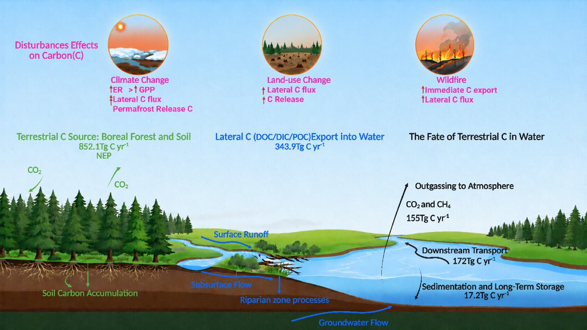 MaximumAcademic's tweet photo. #FRA
Review: lateral DOC, POC, and DIC transfer from land to water leaks 4%-28% of net ecosystem productivity from boreal catchments.
@ForestryRes @WoodwellClimate @UniEastFinland #BorealForest #CarbonCycle #LateralCarbonFlux
Details: https://t.co/fg9slrtKDZ https://t.co/JnYJcoRE2L