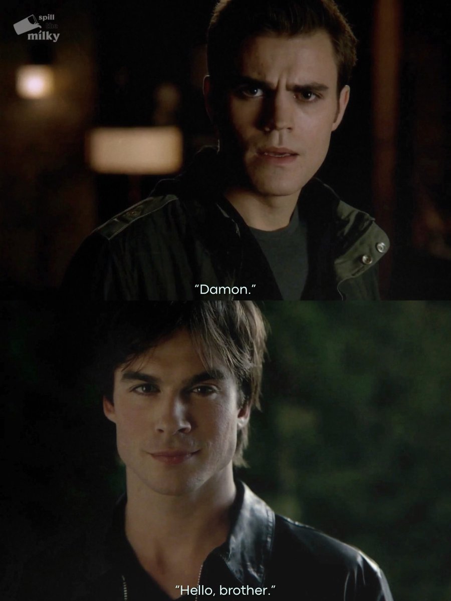 bill01010's tweet photo. Photo by memy in The Vampire Diaries with @paulwesley, @iansomerhalder, and @thevampirediaries. Image text: “Damon. ” “Hello, brother. ” “Hello, brother. ” “Hello, brother. https://t.co/VvKCgLa7Ht