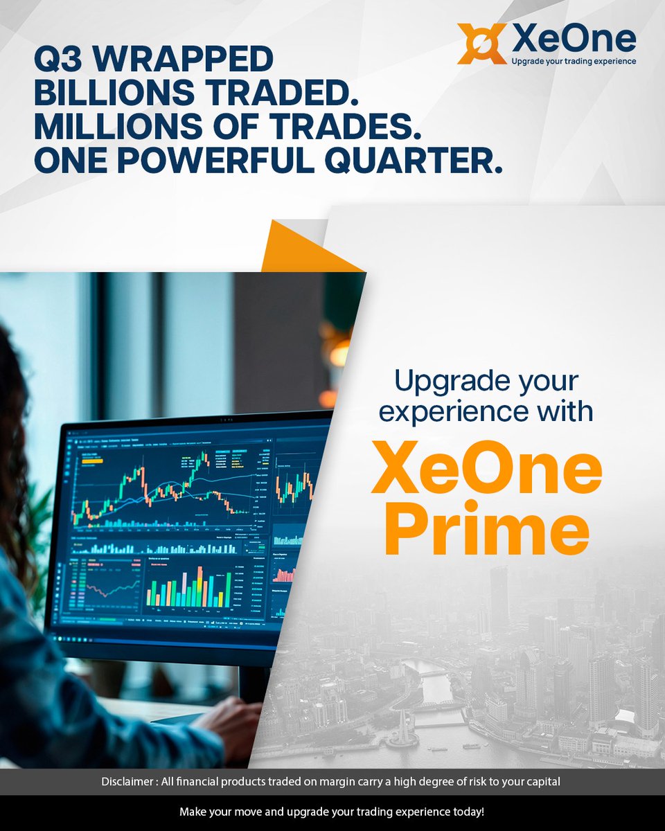 XeOneOfficial's tweet photo. Three months. Billions in trading volume. Millions of trades. Hundreds of markets. 🌎 $18.74B total trading volume 📈 2.34M+ trades 👥 11,860+ active traders 💱 287+ markets traded From XAU/USD and EUR/USD to crypto and global FX, Q3 was a quarter of constant market movement. https://t.co/51NiOX5VNX