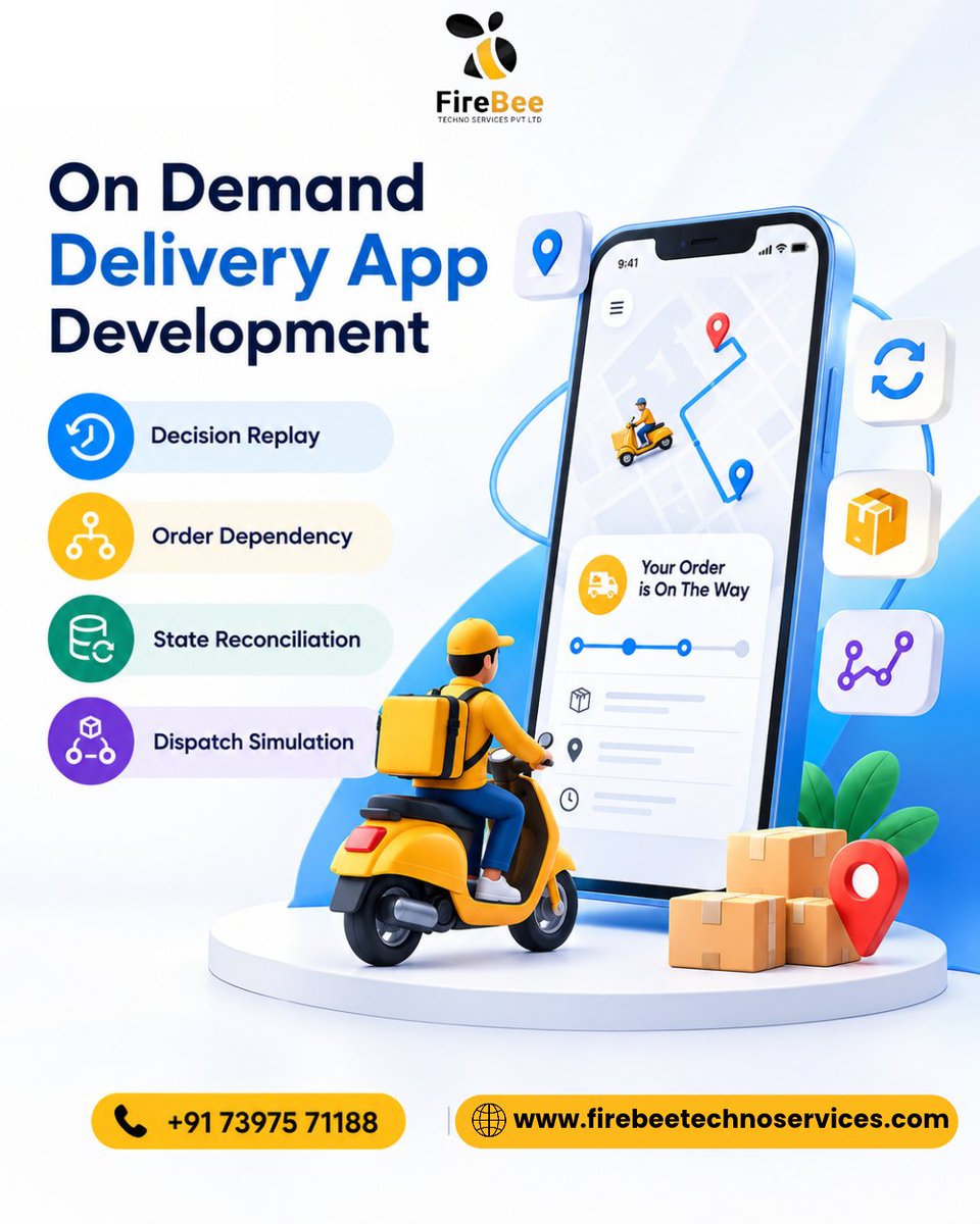 firebeetech's tweet photo. We build On-demand delivery app systems with decision replay architecture for controlled dispatch decisions as businesses scale.

Visit>>https://t.co/wBpl5hsuI2

#OnDemandDelivery #AppDevelopment #SoftwareDevelopment #DeliveryApp #BusinessTechnology #CustomAppDevelopment https://t.co/hMrr3gNYsL