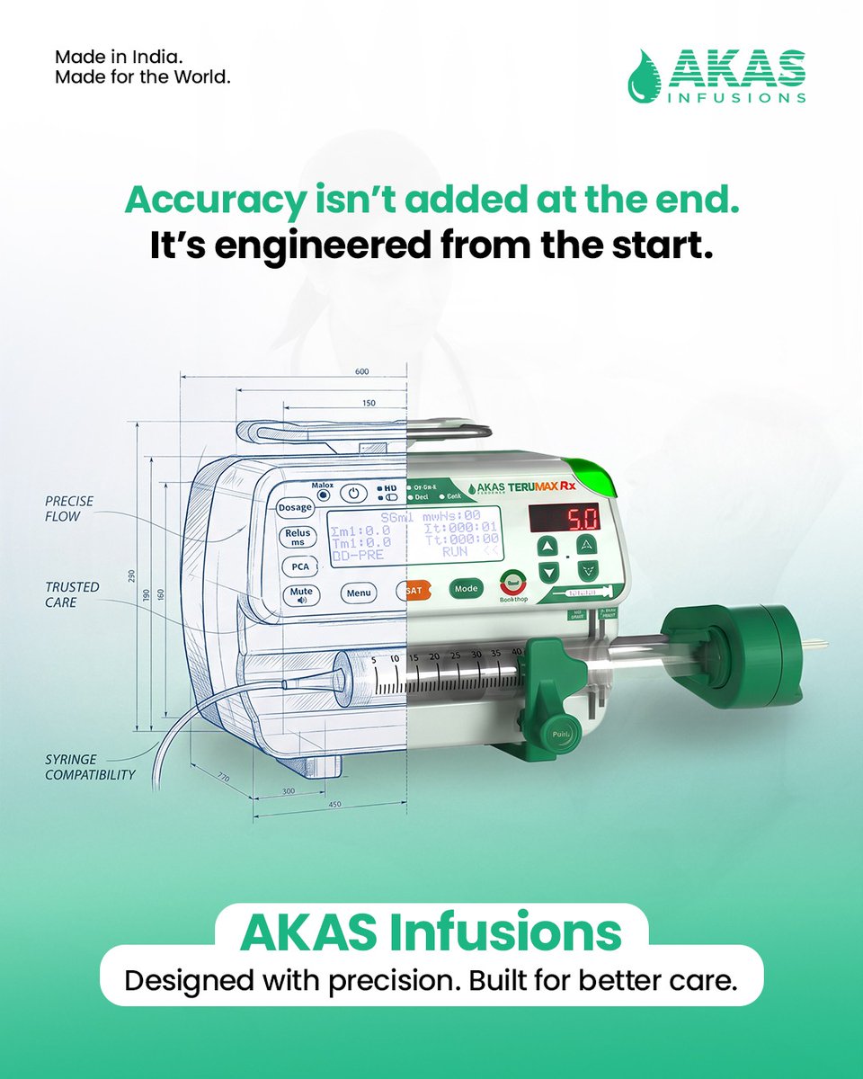 AKAS_Infusions's tweet photo. At AKAS, accuracy is more than a performance measure. It influences how products are designed, engineered, tested, and supported before they ever reach a clinical environment.
#AKASInfusions #AccuracyInCare #MedicalDevices #HealthcareInnovation #PrecisionEngineering https://t.co/ycYCRfd7a2