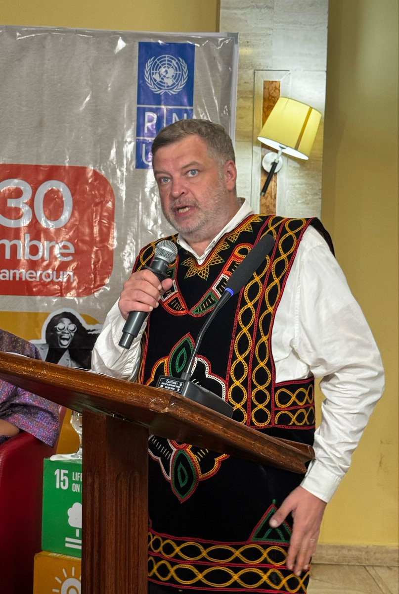 UNDPWACA's tweet photo. “Let this Creatives4Peace Youth Forum therefore be more than a celebration of African creativity. Let it be a working session for change. Let us leave with stronger partnerships, practical recommendations and a shared commitment to ensure that creative talent can become sustainable opportunity.”

Martin Hart-Hansen, Deputy Resident Representative, Officer-in-Charge, 
@PNUDCameroun, addressing young creators at the Creatives4Peace Youth Forum. 

#Creatives4PeaceYouthForum @undp4youth @Gen17YL @gen17 @gen17 @undpafrica @mharthansen 
#generation17 #GlobalGoals @UNDPAfrica