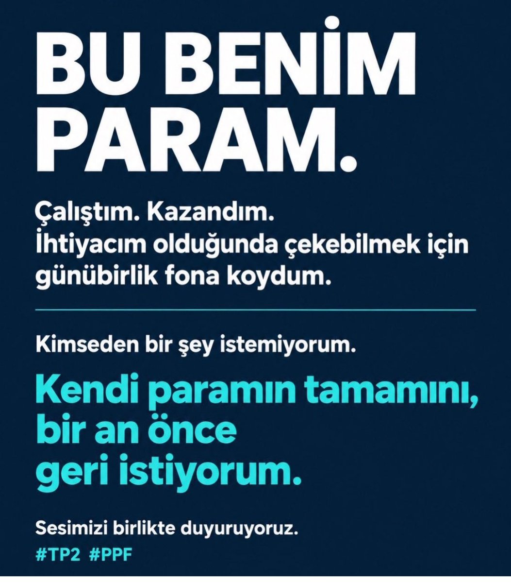 Hipocratesos's tweet photo. Para Piyasası Fonlarına yüksek kazanç için değil birikimimizi korumak için girdik. Devletin denetimine ve sistemine güvendik

Alınterimizle biriktirdiğimiz paramız eksiksiz ve ayrım yapılmadan ödensin.
İşimizi yapamaz hale geldik 
@Akparti
@iletisim 
#ppftamödensin https://t.co/NxaXokRdvC