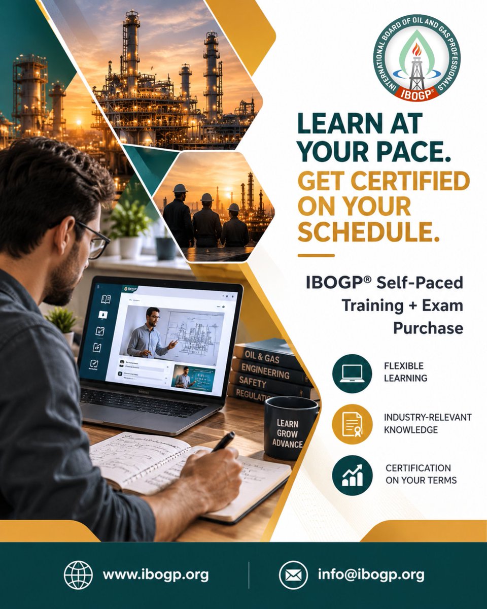 Ibogp_'s tweet photo. Busy schedule? Shift work? 

Travel commitments? 

Your learning journey can still move forward. 💻📚

#ibogp #selfpacedlearning #energyindustry  #digitaltransformation #professionaldevelopment

📩 CONTACT

📧 info@ibogp.org

🔗 Training &amp; Exam URL:
https://t.co/0KbsL2ZfnR https://t.co/T0g3nbXH4A