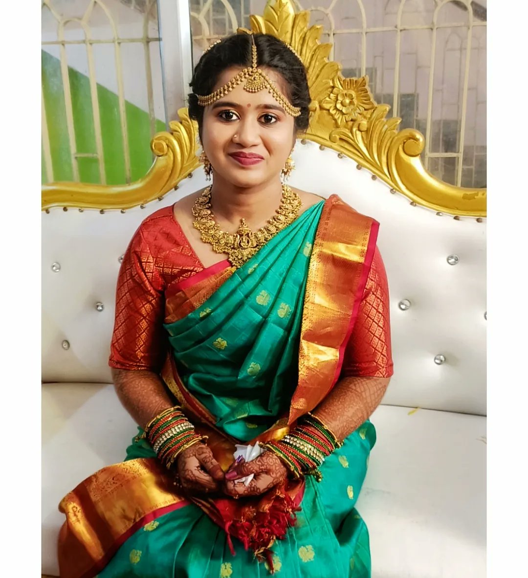kseaocean's tweet photo. Bride getting ready for her oonjal ceremony. For bookings, contact 9944536630 https://t.co/MI4iDseFbP