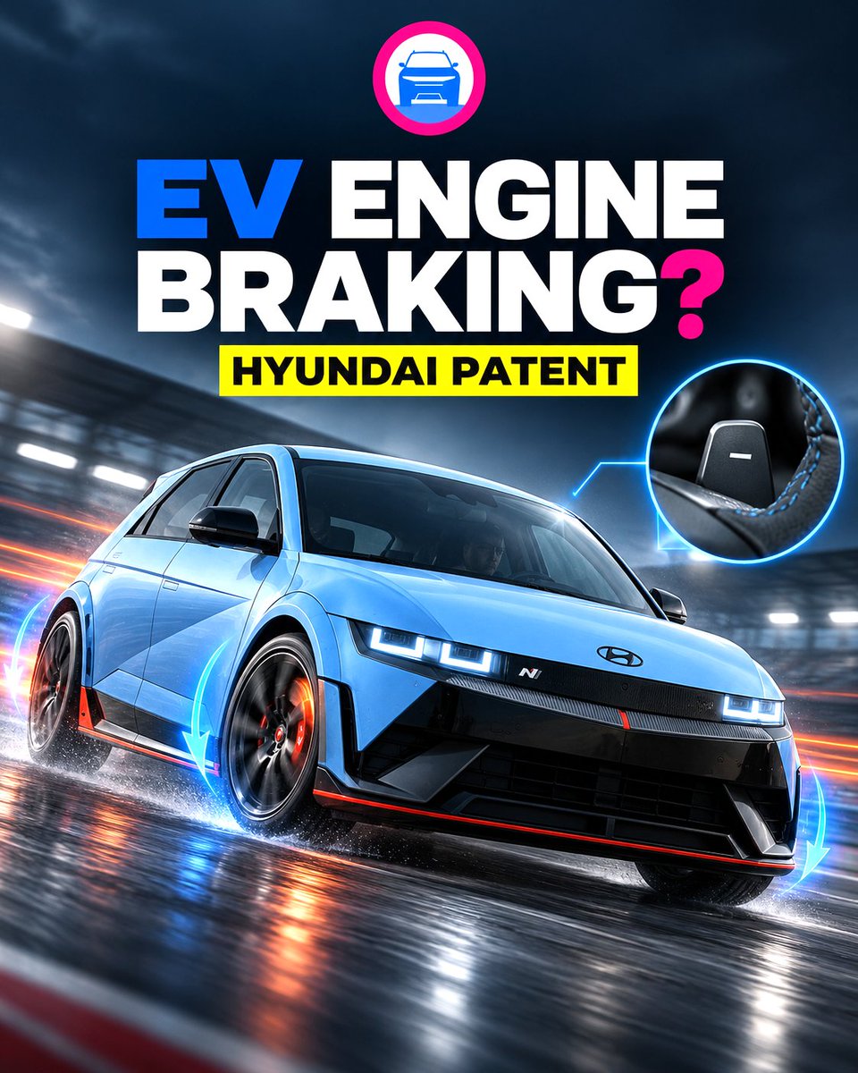 caradviserspak's tweet photo. ⚡ Hyundai patents EV “engine braking.”
Virtual paddle downshifts could progressively increase regenerative braking to imitate ICE engine braking.
Patent ≠ production confirmation.
#Hyundai #EVTech #CarAdvisers https://t.co/YhG6U5E1Tx