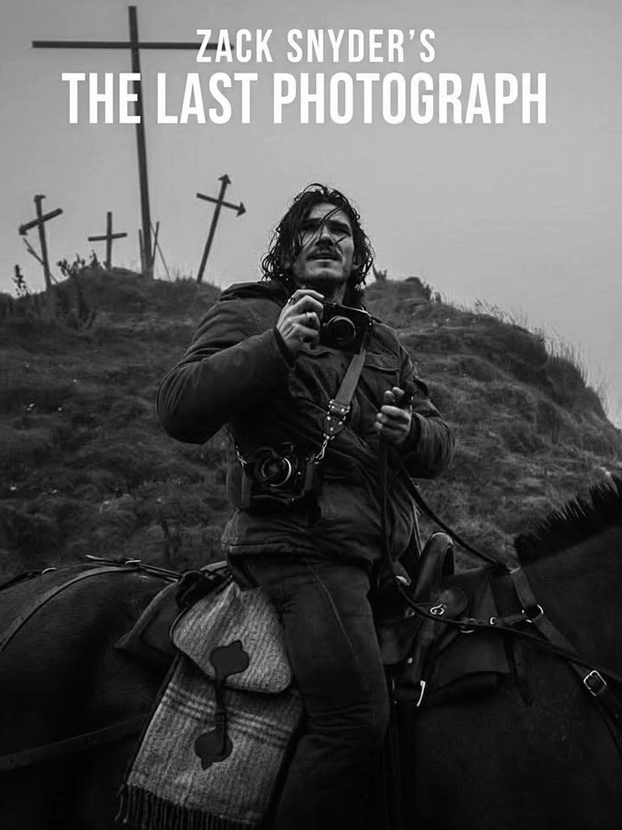 martin_brayan's tweet photo. Photo by Script-Up on September 02, 2026. May be a black-and-white image of horseback riding, a horse, pony, motorcycle, saddle, and text reading “ZACK SNYDER’S THE LAST PHOTOGRAPH. https://t.co/wACOUStal8