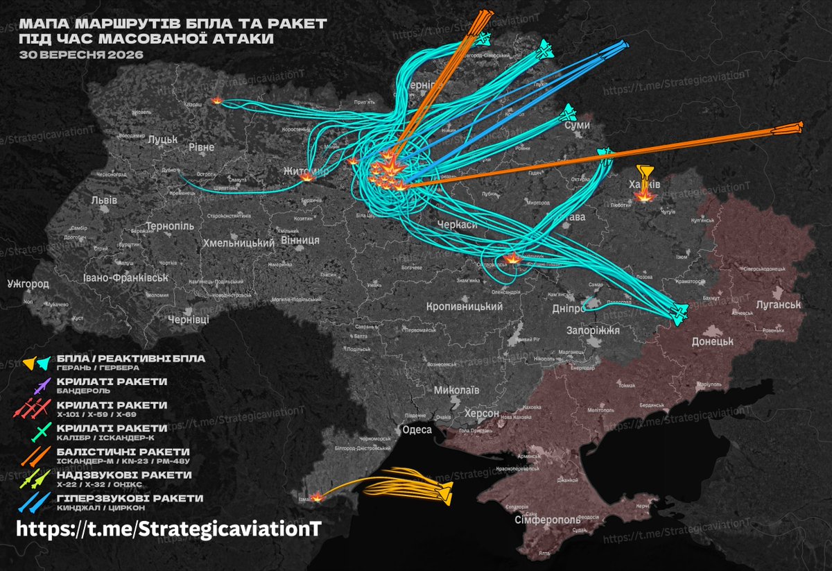 M0nstas's tweet photo. The repeaters dance over Kyiv.

@war_monitor_ua reports 10 Zirkon and 6 Iskanders.
StrategicaviationT reports 8 Zirkon and 12 Iskanders.

Reported 18 hits. https://t.co/BfcWdrcJa1