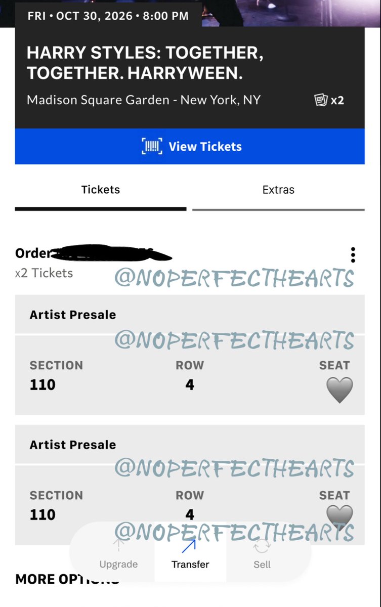 noperfecthearts's tweet photo. wts iso wtb — harry styles concert tickets for harryween 10/30 in nyc new york at msg

lower bowl!!
2 tickets sec 110 row 4, seats (dm)!!!

front row of section
each of these can be bought separately. asking fv

i can send proofs too if you’re interested! https://t.co/2Rb8zzHqHX