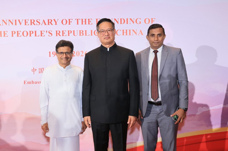 UPGammanpila's tweet photo. Honored to celebrate the 77th Anniv. of the PRC in Colombo. SL &amp; China share deep ties. We deeply appreciate China’s steadfast support at the UNHRC &amp; during our crises. On behalf of the PHU, I extended warmest wishes to Amb Wei Huaxiang &amp; the Chinese people. 🇱🇰🇨🇳 https://t.co/bDEbAZiGk1